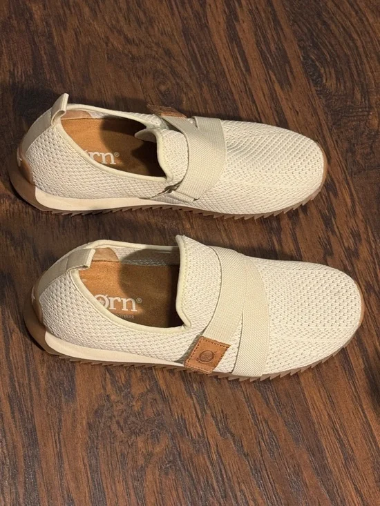 Born Women's Knit Slip-On Sneakers in Cream with Tan Accents - Picture 8 of 12